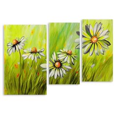Модульная картина на холсте "Нарисованные ромашки" 150x109 см Modulka.Ru