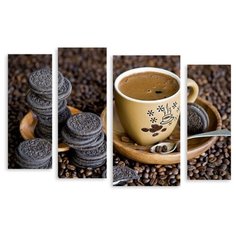Модульная картина на холсте "Кофе с печеньем" 150x101 см Modulka.Ru