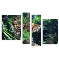 Модульная картина на холсте "Леопардовый ягуар" 120x79 см Modulka.Ru