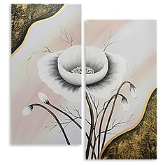 Модульная картина на холсте "Белый цветок" 120x132 см Modulka.Ru
