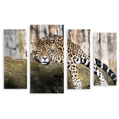 Модульная картина на холсте "Ягуар на дереве" 90x60 см Modulka.Ru