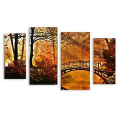 Модульная картина на холсте "Мост в осень" 150x93 см Modulka.Ru