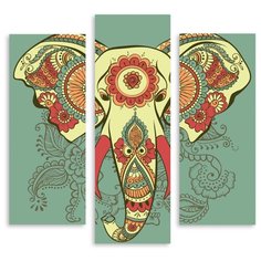 Модульная картина на холсте "Слон в узорах" 150x147 см Modulka.Ru