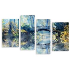 Модульная картина на холсте "Осенний пруд" 170x108 см Modulka.Ru