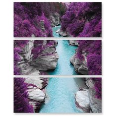 Модульная картина на холсте "Фиолетовые берега" 120x38 см Modulka.Ru