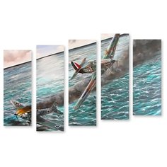 Модульная картина на холсте "Горящий самолет" 120x84 см Modulka.Ru