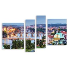 Модульная картина на холсте "Вечерняя Прага" 90x55 см Modulka.Ru