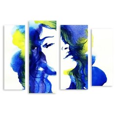 Модульная картина на холсте "Синеволосая" 120x90 см Modulka.Ru