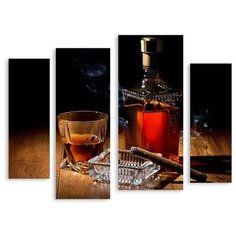 Модульная картина на холсте "Виски с сигарой" 90x73 см Modulka.Ru