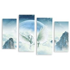 Модульная картина на холсте "Белый пегас" 150x101 см Modulka.Ru
