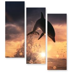 Модульная картина на холсте "Дельфин" 150x177 см Modulka.Ru