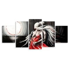 Модульная картина на холсте "Влюбленные под луной" 150x71 см Modulka.Ru