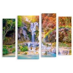 Модульная картина на холсте "Водопад" 150x112 см Modulka.Ru
