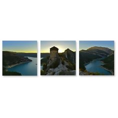 Модульная картина на холсте "Замок в горах" 170x57 см Modulka.Ru