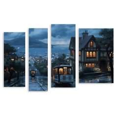 Модульная картина на холсте "В дождливый вечер" 150x101 см Modulka.Ru