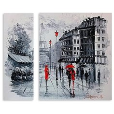 Модульная картина на холсте "Серый дождь" 150x128 см Modulka.Ru
