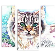 Модульная картина на холсте "Нарисованный кот" 120x102 см Modulka.Ru