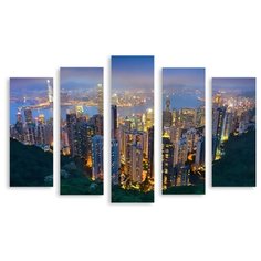 Модульная картина на холсте "Небоскребы Гонконга" 150x102 см Modulka.Ru