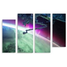 Модульная картина на холсте "Северное сияние из космоса" 120x82 см Modulka.Ru