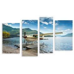 Модульная картина на холсте "Самолет на воде" 150x92 см Modulka.Ru