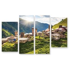 Модульная картина на холсте "Поселок в горах" 120x75 см Modulka.Ru