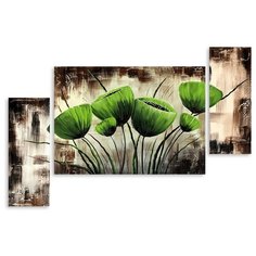 Модульная картина на холсте "Фисташковые маки" 120x82 см Modulka.Ru
