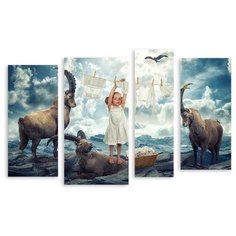 Модульная картина на холсте "Большая стирка" 90x59 см Modulka.Ru