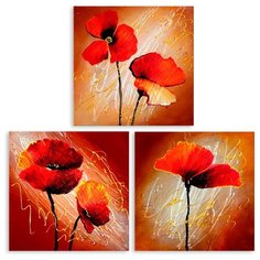 Модульная картина на холсте "Маки" 150x154 см Modulka.Ru