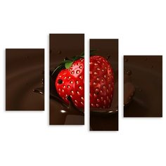 Модульная картина на холсте "Клубника в шоколаде" 90x61 см Modulka.Ru