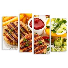 Модульная картина на холсте "Мясо с картошкой" 170x115 см Modulka.Ru