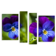 Модульная картина на холсте "Сине-фиолетовые глазки" 90x62 см Modulka.Ru