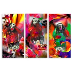 Модульная картина на холсте "Мартышка в красках" 90x60 см Modulka.Ru