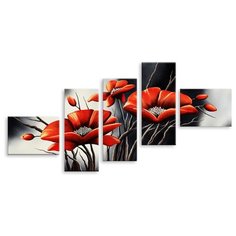 Модульная картина на холсте "Огромные маки" 120x63 см Modulka.Ru