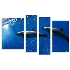 Модульная картина на холсте "Дельфины" 90x59 см Modulka.Ru