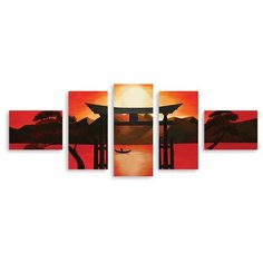 Модульная картина на холсте "Японский пейзаж" 150x60 см Modulka.Ru