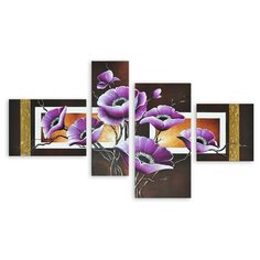 Модульная картина на холсте "Фиолетовые маки" 90x54 см Modulka.Ru
