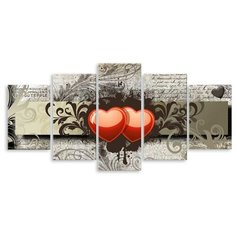 Модульная картина на холсте "Сердца для двоих" 120x60 см Modulka.Ru