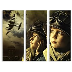Модульная картина на холсте "Юные пилоты" 170x136 см Modulka.Ru
