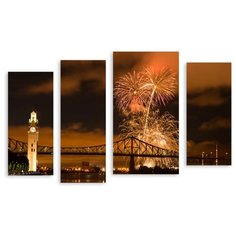 Модульная картина на холсте "Салют над мостом" 90x58 см Modulka.Ru