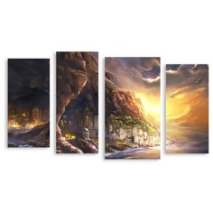 Модульная картина на холсте "Выдуманный город" 90x53 см Modulka.Ru