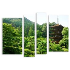 Модульная картина на холсте "Японский домик" 90x66 см Modulka.Ru
