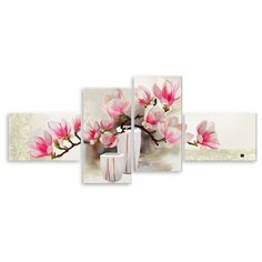 Модульная картина на холсте "Нежные магнолии" 120x54 см Modulka.Ru