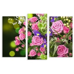 Модульная картина на холсте "Куст роз" 120x309 см Modulka.Ru