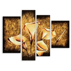 Модульная картина на холсте "Цветы на золотом фоне" 150x121 см Modulka.Ru