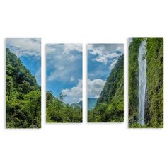 Модульная картина на холсте "Водопад в лесу" 120x76 см Modulka.Ru