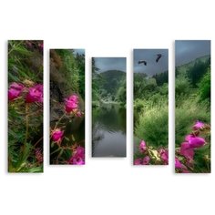 Модульная картина на холсте "Горный пейзаж" 150x112 см Modulka.Ru