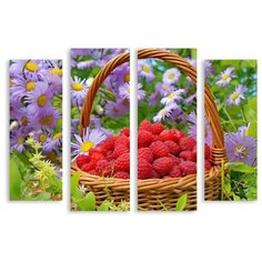 Модульная картина на холсте "Корзинка малины" 150x108 см Modulka.Ru