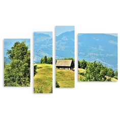 Модульная картина на холсте "Дом в горах" 170x110 см Modulka.Ru