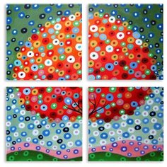 Модульная картина на холсте "Яркое дерево" 150x154 см Modulka.Ru