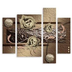 Модульная картина на холсте "Молочные розы" 170x148 см Modulka.Ru